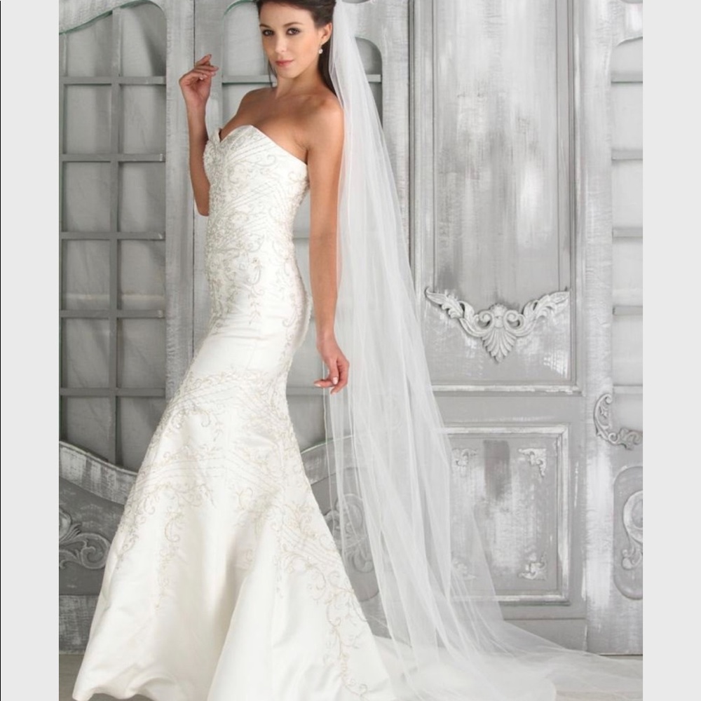 Plain soft tulle chapel length veil